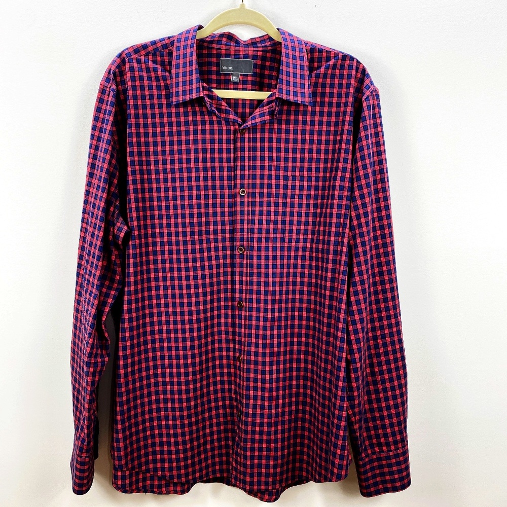 VINCE Mens plaid LS Button Down Size XL